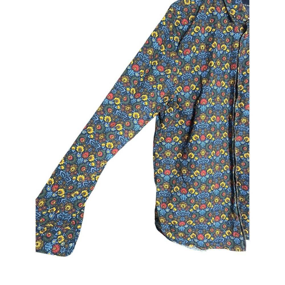 Porter & Ash Adult X Large Navy Floral Button Up Long Sleeve Beach Spring - Picture 7 of 11